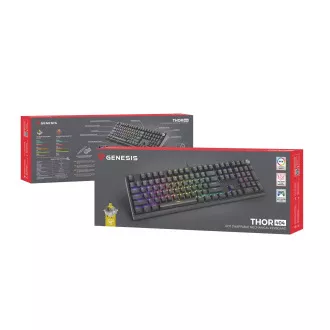 Herní mechanická klávesnice Genesis THOR 404/RGB/Gateron Yellow Pro/Drátové USB-A/US layout/Černá Herní mechanická klávesnice Genesis THOR 404/RGB/Gateron Yellow Pro/Drátové USB-A/US layout/Černá