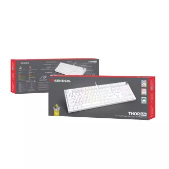 Herní mechanická klávesnice Genesis THOR 404/RGB/Gateron Yellow Pro/Drátové USB-A/US layout/Bílá Herní mechanická klávesnice Genesis THOR 404/RGB/Gateron Yellow Pro/Drátové USB-A/US layout/Bílá