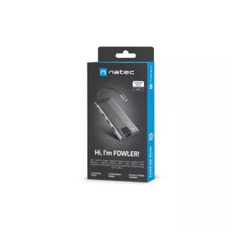 Natec multiport adaptér FOWLER PLUS HUB 8v1, USB 3.0 3X, HDMI 4K, USB-C PD, RJ45, SD, MICRO Natec multiport adaptér FOWLER PLUS HUB 8v1, USB 3.0 3X, HDMI 4K, USB-C PD, RJ45, SD, MICRO