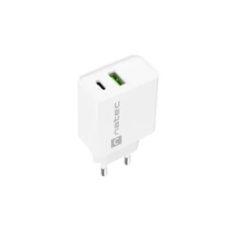 Universální nabíječka Natec RIBERA 20W 1X USB-A + 1X USB-C, bílá Universální nabíječka Natec RIBERA 20W 1X USB-A + 1X USB-C, bílá