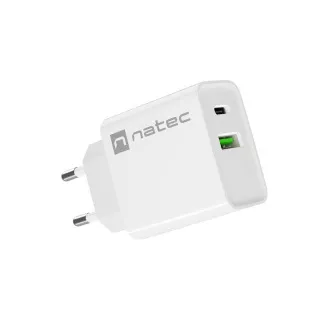 Universální nabíječka Natec RIBERA 20W 1X USB-A + 1X USB-C, bílá Universální nabíječka Natec RIBERA 20W 1X USB-A + 1X USB-C, bílá