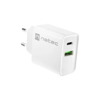 Universální nabíječka Natec RIBERA 20W 1X USB-A + 1X USB-C, bílá Universální nabíječka Natec RIBERA 20W 1X USB-A + 1X USB-C, bílá