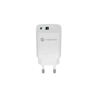 Universální USB nabíječka Natec RIBERA GaN 30W, 1X USB-A, 1X USB-C, Bílá Universální USB nabíječka Natec RIBERA GaN 30W, 1X USB-A, 1X USB-C, Bílá