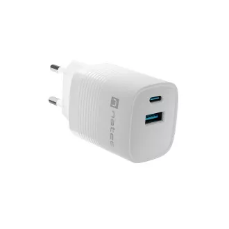 Universální USB nabíječka Natec RIBERA GaN 30W, 1X USB-A, 1X USB-C, Bílá Universální USB nabíječka Natec RIBERA GaN 30W, 1X USB-A, 1X USB-C, Bílá