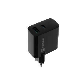 Univerzální USB nabíječka Natec RIBERA GaN 45W, 1X USB-A, 1X USB-C, černá Univerzální USB nabíječka Natec RIBERA GaN 45W, 1X USB-A, 1X USB-C, černá