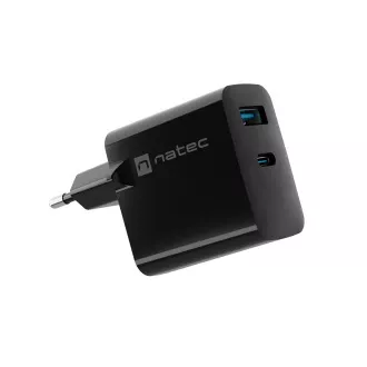 Univerzální USB nabíječka Natec RIBERA GaN 45W, 1X USB-A, 1X USB-C, černá Univerzální USB nabíječka Natec RIBERA GaN 45W, 1X USB-A, 1X USB-C, černá