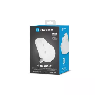 Bezdrátová myš Natec CRAKE 2/Kancelářská/Optická/2 400 DPI/USB+BT/Bílá/Vertikální/Optická/Pro pravák Bezdrátová myš Natec CRAKE 2/Kancelářská/Optická/2 400 DPI/USB+BT/Bílá/Vertikální/Optická/Pro pravák