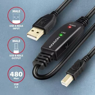 AXAGON ADR-210B, USB 2.0 A-M -> B-M aktivní propojovací / repeater kabel, 10m AXAGON ADR-210B, USB 2.0 A-M -> B-M aktivní propojovací / repeater kabel, 10m