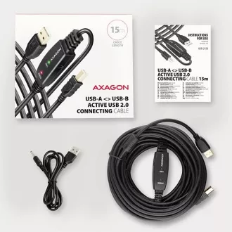 AXAGON ADR-215B, USB 2.0 A-M -> B-M aktivní propojovací / repeater kabel, 15m AXAGON ADR-215B, USB 2.0 A-M -> B-M aktivní propojovací / repeater kabel, 15m