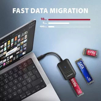 AXAGON ADM2-CM USB-C 10Gbps - M.2 NVMe & SATA SSD adaptér, kabel USB-C 10cm AXAGON ADM2-CM USB-C 10Gbps - M.2 NVMe & SATA SSD adaptér, kabel USB-C 10cm