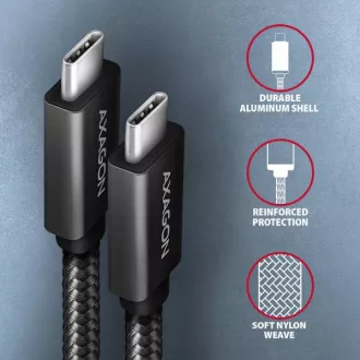 AXAGON BUCM32-CM05AB, SPEED+ kabel USB-C <-> USB-C, 0.5m, USB 20Gbps, PD 100W 5A, 4K HD, ALU, oplet AXAGON BUCM32-CM05AB, SPEED+ kabel USB-C <-> USB-C, 0.5m, USB 20Gbps, PD 100W 5A, 4K HD, ALU, oplet