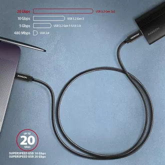 AXAGON BUCM32-CM05AB, SPEED+ kabel USB-C <-> USB-C, 0.5m, USB 20Gbps, PD 100W 5A, 4K HD, ALU, oplet AXAGON BUCM32-CM05AB, SPEED+ kabel USB-C <-> USB-C, 0.5m, USB 20Gbps, PD 100W 5A, 4K HD, ALU, oplet