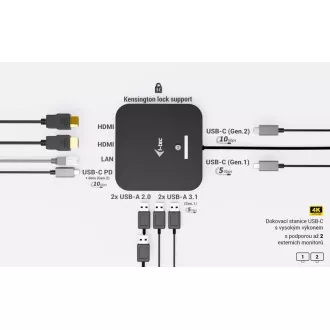 i-tec USB-C Dual HDMI Docking Station with Power Delivery 100W + i-tec Universal Charger 100W i-tec USB-C Dual HDMI Docking Station with Power Delivery 100W + i-tec Universal Charger 100W