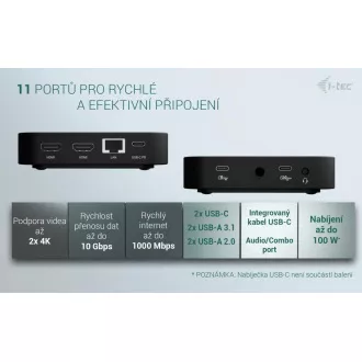 i-tec USB-C Dual HDMI Docking Station with Power Delivery 100W + i-tec Universal Charger 100W i-tec USB-C Dual HDMI Docking Station with Power Delivery 100W + i-tec Universal Charger 100W