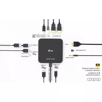 i-tec USB-C DP Dual HDMI Docking Station, Power Delivery 100W + i-tec Universal Charger 100W i-tec USB-C DP Dual HDMI Docking Station, Power Delivery 100W + i-tec Universal Charger 100W