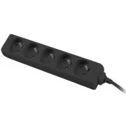 Prodlužovací přívod 230V 3m 5 zásuvek, černý