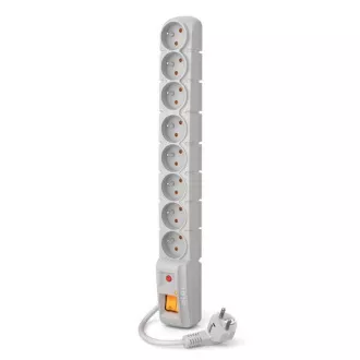 Acar S8 1,5m kabel, 8 zásuvek, šedá Acar S8 1,5m kabel, 8 zásuvek, šedá
