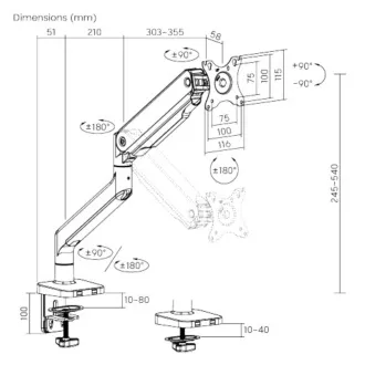 Držák monitoru Brateck LDT60-C012 jedno rameno mechanická pružina Heavy Duty Držák monitoru Brateck LDT60-C012 jedno rameno mechanická pružina Heavy Duty