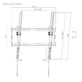 Držák Brateck KL32-44T pro TV 32"-70" 45kg Slim polohovatelný nástěnný Držák Brateck KL32-44T pro TV 32"-70" 45kg Slim polohovatelný nástěnný