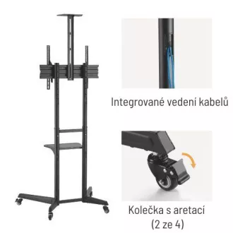 Pojízdný stojan Brateck T1040T pro TV 37"-70" 50kg 2 police Pojízdný stojan Brateck T1040T pro TV 37"-70" 50kg 2 police