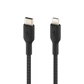 BELKIN kabel oplétaný USB-C - Lightning, 1m, černý BELKIN kabel oplétaný USB-C - Lightning, 1m, černý