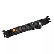 Napajeci panel ACAR F5 FA 3m 5 pozic BK včetně držáků do 19" lišt 1U, ACAR-F5-FA