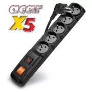 Rozvodný panel ACAR X5/5m 5x230V černý+přep.ochr.