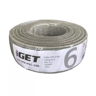 Instalační kabel iGET CAT6 UTP PVC Eca 100m/box, kabel drát, s třídou reakce na oheň Eca Instalační kabel iGET CAT6 UTP PVC Eca 100m/box, kabel drát, s třídou reakce na oheň Eca