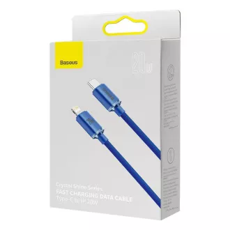 Baseus CAJY000203 Crystal Shine Series Datový Kabel USB-C - Lightning 20W 1,2m Blue Baseus CAJY000203 Crystal Shine Series Datový Kabel USB-C - Lightning 20W 1,2m Blue