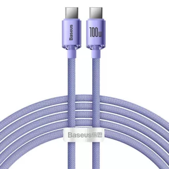 Baseus CAJY000705 Crystal Shine Series Datový Kabel USB-C - USB-C 100W 2m Purple Baseus CAJY000705 Crystal Shine Series Datový Kabel USB-C - USB-C 100W 2m Purple