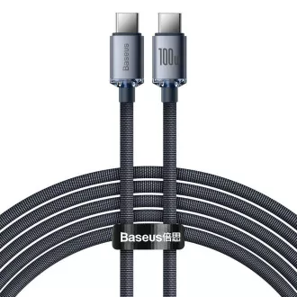 Baseus CAJY000701 Crystal Shine Series Datový Kabel USB-C - USB-C 100W 2m Black Baseus CAJY000701 Crystal Shine Series Datový Kabel USB-C - USB-C 100W 2m Black
