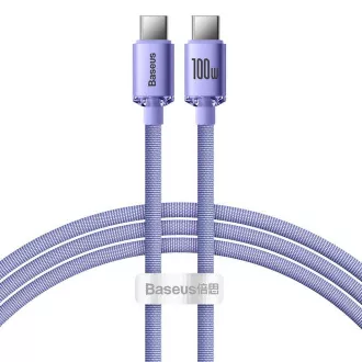 Baseus CAJY000605 Crystal Shine Series Datový Kabel USB-C - USB-C 100W 1,2m Purple Baseus CAJY000605 Crystal Shine Series Datový Kabel USB-C - USB-C 100W 1,2m Purple