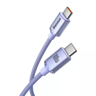 Baseus CAJY000605 Crystal Shine Series Datový Kabel USB-C - USB-C 100W 1,2m Purple Baseus CAJY000605 Crystal Shine Series Datový Kabel USB-C - USB-C 100W 1,2m Purple