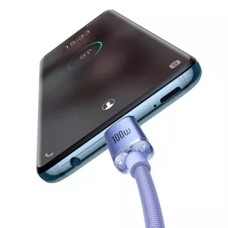 Baseus CAJY000605 Crystal Shine Series Datový Kabel USB-C - USB-C 100W 1,2m Purple Baseus CAJY000605 Crystal Shine Series Datový Kabel USB-C - USB-C 100W 1,2m Purple