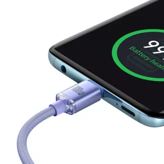 Baseus CAJY000605 Crystal Shine Series Datový Kabel USB-C - USB-C 100W 1,2m Purple Baseus CAJY000605 Crystal Shine Series Datový Kabel USB-C - USB-C 100W 1,2m Purple