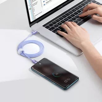 Baseus CAJY000605 Crystal Shine Series Datový Kabel USB-C - USB-C 100W 1,2m Purple Baseus CAJY000605 Crystal Shine Series Datový Kabel USB-C - USB-C 100W 1,2m Purple