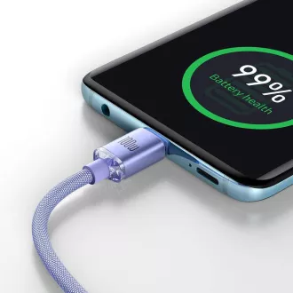 Baseus CAJY000605 Crystal Shine Series Datový Kabel USB-C - USB-C 100W 1,2m Purple Baseus CAJY000605 Crystal Shine Series Datový Kabel USB-C - USB-C 100W 1,2m Purple
