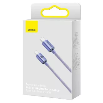 Baseus CAJY000605 Crystal Shine Series Datový Kabel USB-C - USB-C 100W 1,2m Purple Baseus CAJY000605 Crystal Shine Series Datový Kabel USB-C - USB-C 100W 1,2m Purple