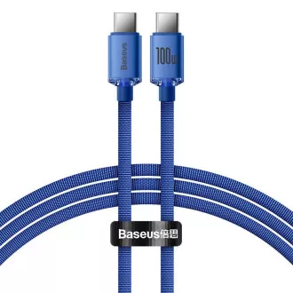 Baseus CAJY000603 Crystal Shine Series Datový Kabel USB-C - USB-C 100W 1,2m Blue Baseus CAJY000603 Crystal Shine Series Datový Kabel USB-C - USB-C 100W 1,2m Blue