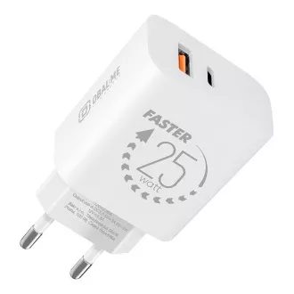 OBAL:ME Cestovní Nabíječka USB-A + USB-C 25W White OBAL:ME Cestovní Nabíječka USB-A + USB-C 25W White