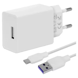 OBAL:ME Cestovní Nabíječka USB-A 10W + USB-A/USB-C Kabel 1m White OBAL:ME Cestovní Nabíječka USB-A 10W + USB-A/USB-C Kabel 1m White