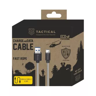 Tactical Fast Rope Aramid Cable USB-A/USB-C 0.3m Grey Tactical Fast Rope Aramid Cable USB-A/USB-C 0.3m Grey