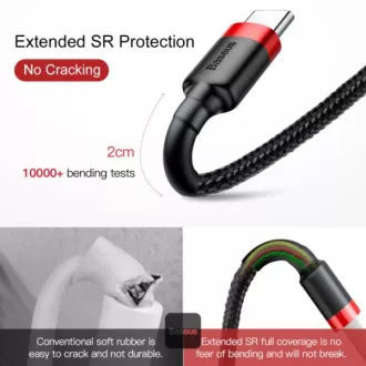 Baseus datový kabel Cafule USB-C 2m 2A červeno-černý Baseus datový kabel Cafule USB-C 2m 2A červeno-černý