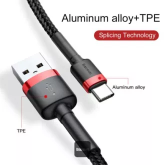 Baseus datový kabel Cafule USB-C 2m 2A červeno-černý Baseus datový kabel Cafule USB-C 2m 2A červeno-černý