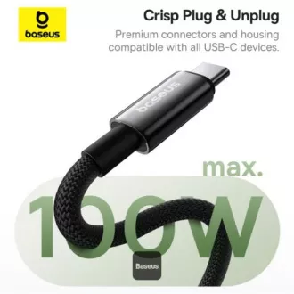 Baseus datový magnetický kabel Tungsten Gold USB-C/USB-C 1m 100W černý Baseus datový magnetický kabel Tungsten Gold USB-C/USB-C 1m 100W černý