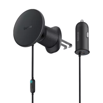 Baseus Magnetický držák do ventilační mřížky s nabíječkou USB-C 15W+25W černý Baseus Magnetický držák do ventilační mřížky s nabíječkou USB-C 15W+25W černý