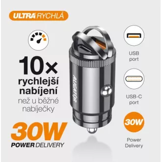 Aligator mini nabíječka do auta Power Delivery 30W,USB-C + USB-A, USB-C kabel pro iPhone/iPad Aligator mini nabíječka do auta Power Delivery 30W,USB-C + USB-A, USB-C kabel pro iPhone/iPad