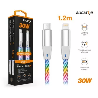 ALIGATOR Datový kabel LIGHT 3A, 30W USB-C/Lightning 1,2m ALIGATOR Datový kabel LIGHT 3A, 30W USB-C/Lightning 1,2m