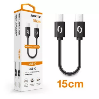ALIGATOR Datový kabel POWER USB-C/USB-C 15cm, černý ALIGATOR Datový kabel POWER USB-C/USB-C 15cm, černý