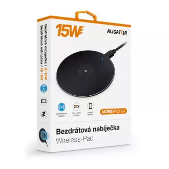 ALIGATOR bezdrátová nabíječka Aligator Pad 15W černá ALIGATOR bezdrátová nabíječka Aligator Pad 15W černá